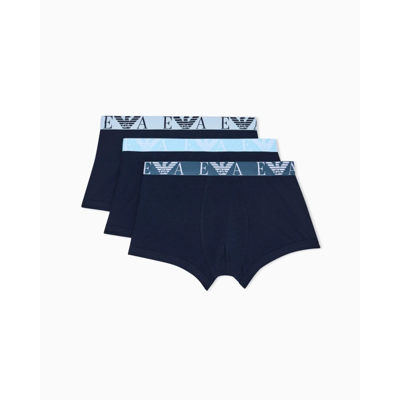Image of Emporio Armani 3 Pack Trunks Blue XL