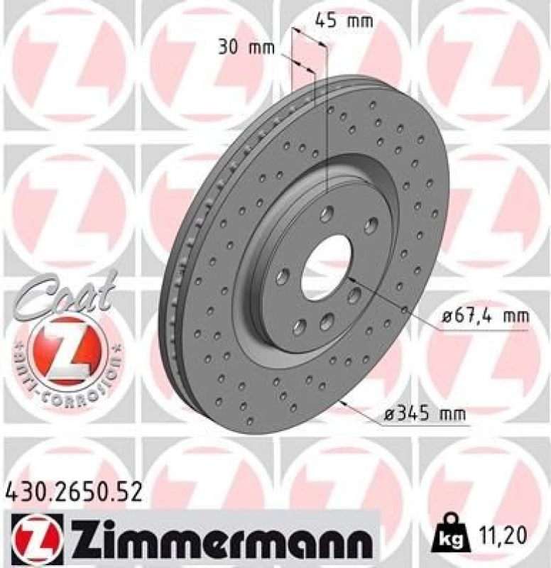 Image of ZIMMERMANN Brake disc ZIMMERMANN 430.2650.52