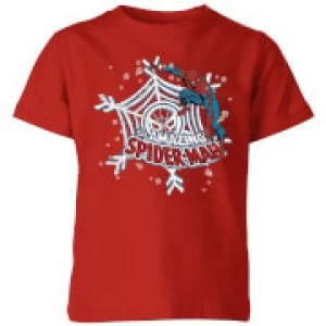 Image of Marvel Spider-Man Kids Christmas T-Shirt - Red - 9-10 Years