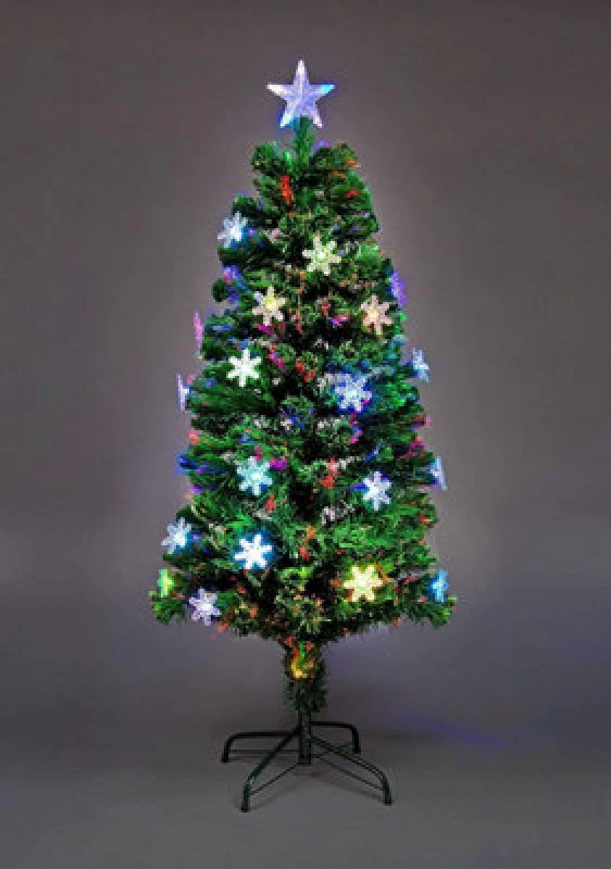 Image of Shatchi 2ft/60cm Snowflakes Fibre Optic Christmas Tree LED Pre-Lit Green