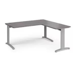 Image of Dams TR10 desk 1600mm x 800mm with 800mm return desk - silver frame, grey oak to
