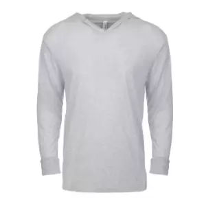 Image of Next Level Adults Unisex Tri-Blend Long Sleeve T-Shirt Hoodie (XS) (Heather White)