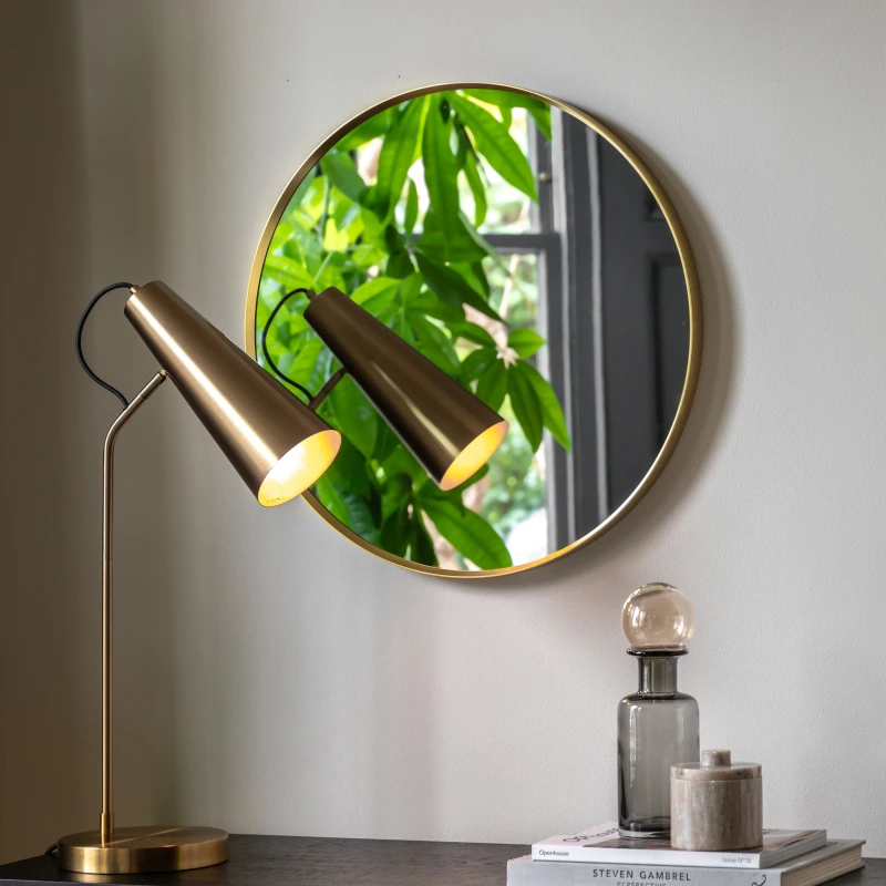 Image of Gallery Interiors Aegis Small Round Mirror in Gold