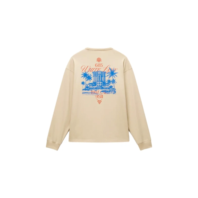Image of Long sleeve T-Shirt Napapijri Uyuni Beige Male 2XL