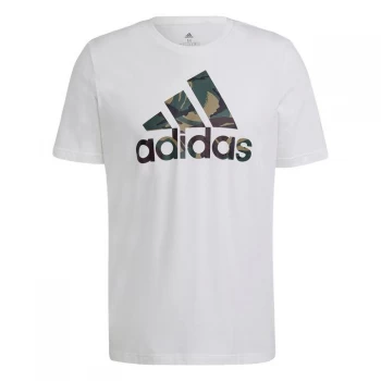 Image of adidas Essentials Camouflage Print T-Shirt Mens - White / Orbit Green