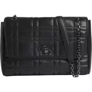 Image of Calvin Klein Re-Lock Quilt Shoulder Bag Lg - Black