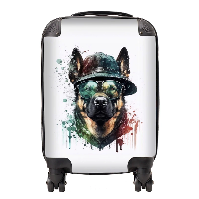 Image of Warren Reed - Designer German Shepherd Splashart Suitcase Size: Large Multicolor Unisex Large