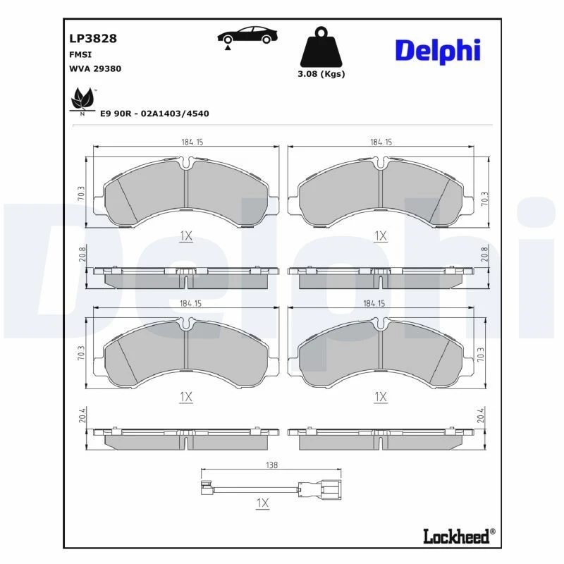 Image of DELPHI Brake pad set DELPHI LP3828