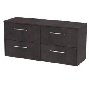 image of Hudson Reed Juno 1200mm Wall Hung 4 Drawer Vanity & Worktop - Metallic Slate