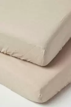 Image of Soft Linen Fitted Cot Sheet, Pack of 2
