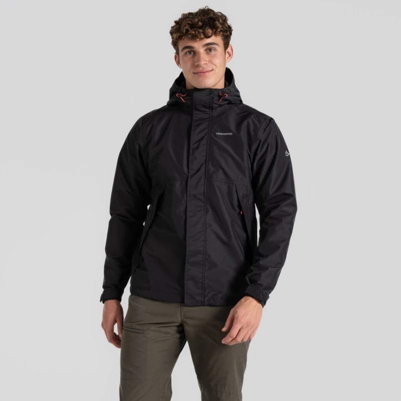 Image of Craghoppers Craghoppers Men Ossus Lightweight Waterproof Shell Jacket in Jet Black Size: 2X-large Jet Black XXL Male 5063260010757