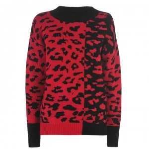 image of DKNY Leopard Jumper - ENGINE RED