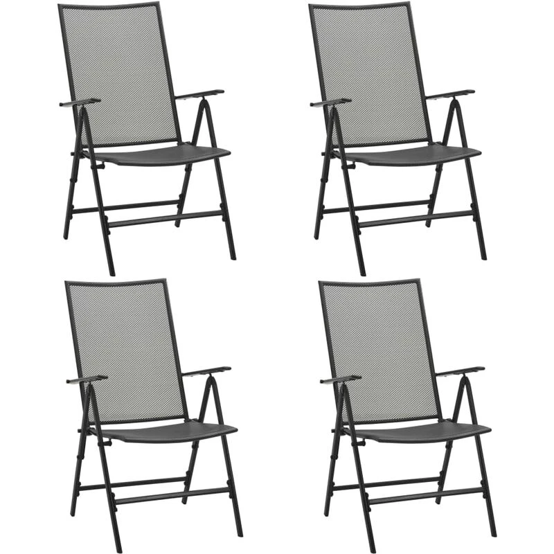 Image of VIDAXL Folding Mesh Chairs 4 pcs Steel Anthracite Vidaxl 8720286065891