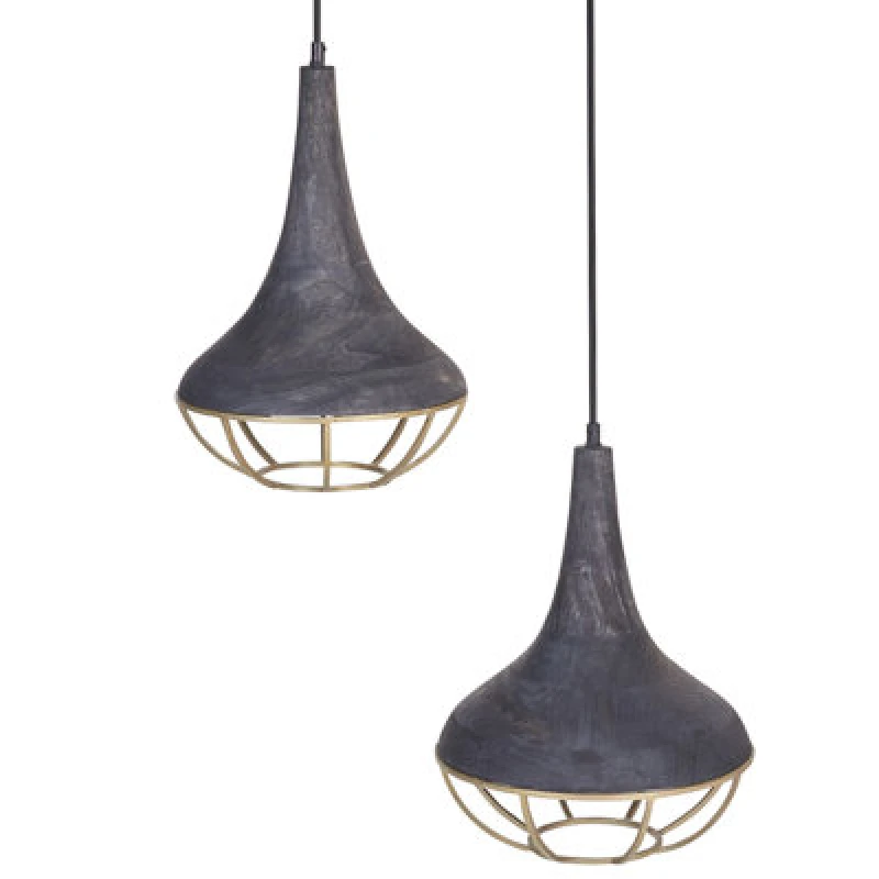 Image of Beliani Pendant Lamp Bagmati Mango Wood Black