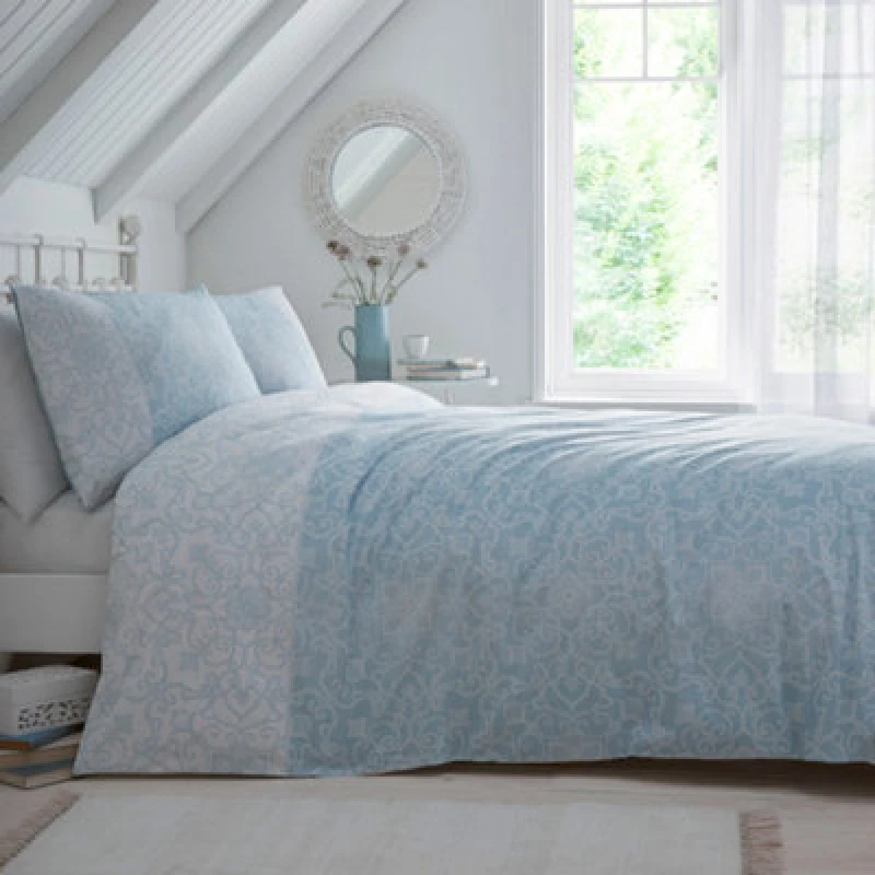 Image of Dreams and Drapes Frampton Duvet Cover Pillowcase Set Blue