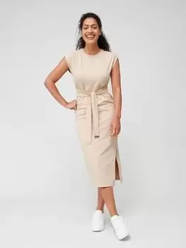 Image of Barbour International Soules Tie Front Midi Dress - Beige, Beige, Size 10, Women
