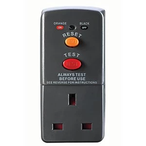Image of Masterplug Single Socket Safety RCD Plug & Adaptor - Grey 13A