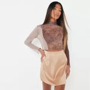 image of Missguided Neck Snake Mesh Top - Neutral