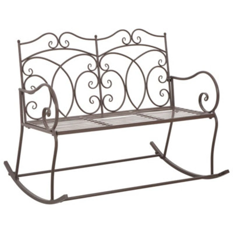 Image of vidaXL Garden Bench 104cm Iron Antique Brown Outdoor Backyard Furniture Seat