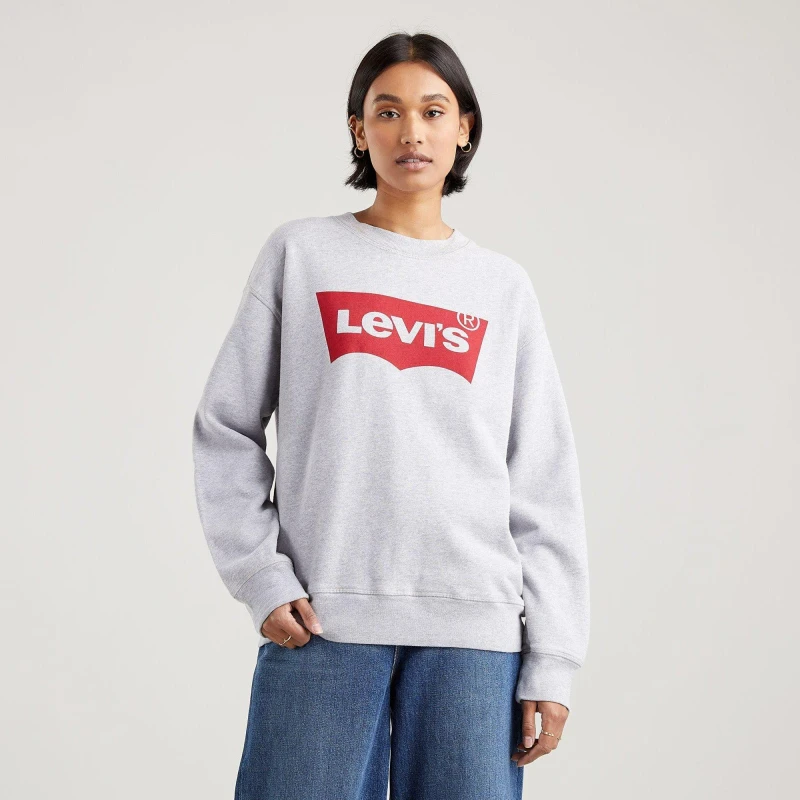Image of Levis Batwing Logo Crew Neck Sweatshirt - Grey Grey 8