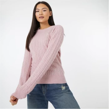 image of Jack Wills Tinsbury Merino Wool Cable Knitted Jumper - Pink