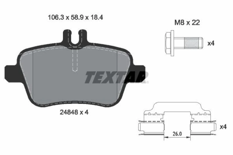 Image of Brake pad set TEXTAR 2484805