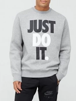 image of Nike Sports Wear Just Do It Crew Fleece, Dark Grey, Size S, Men