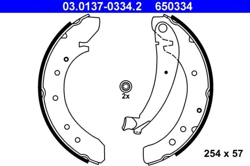 Image of ATE 03.0137-0334.2 Brake Shoes with lever Brake Shoe Set (70)