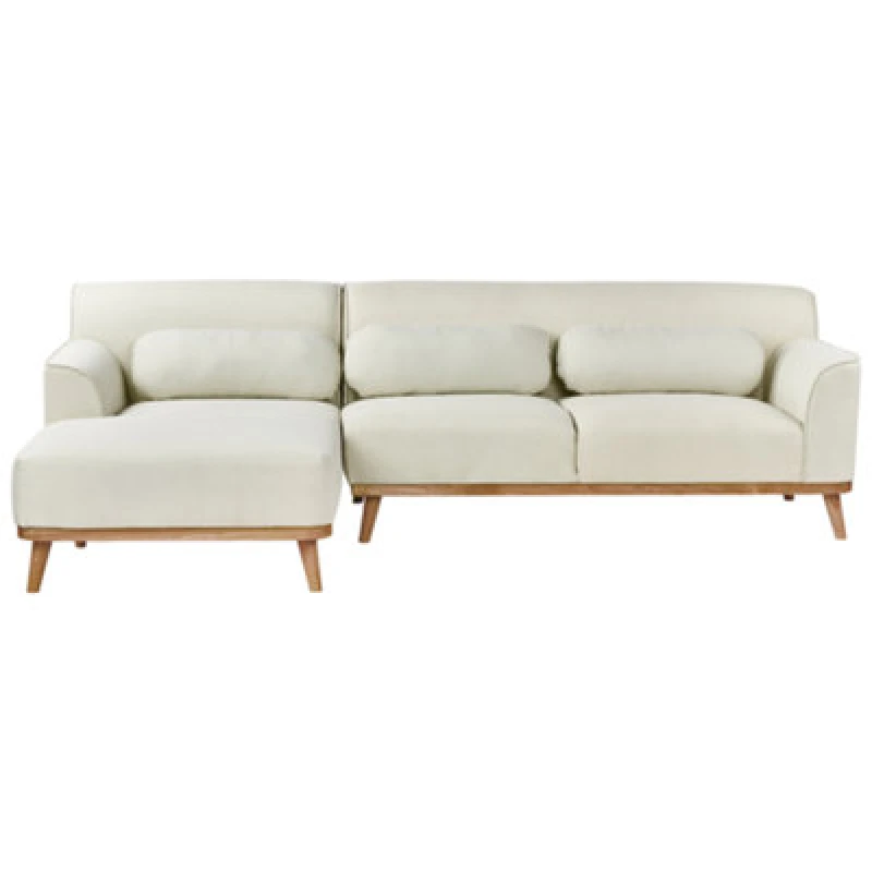 Image of Beliani Corner Sofa 3 Seater Simos Fabric Off-White Right Hand