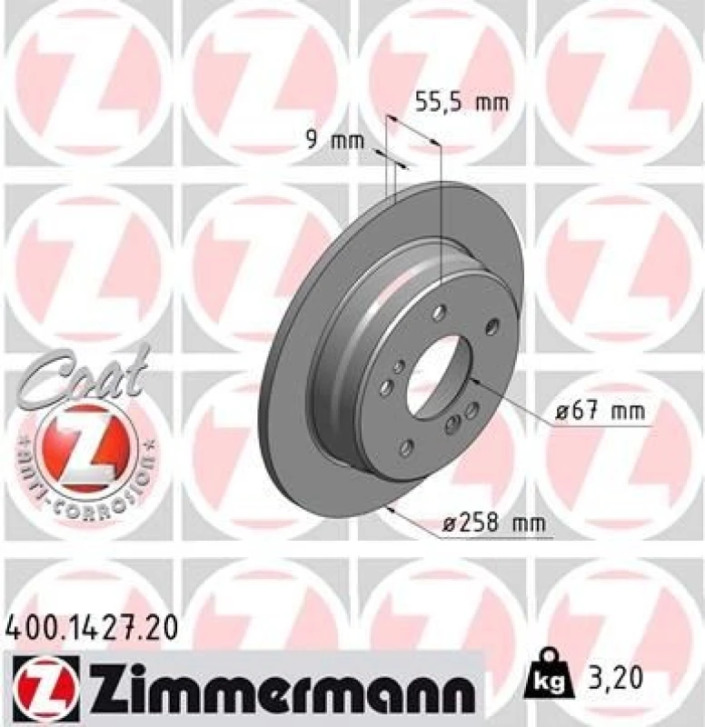 Image of ZIMMERMANN Brake disc ZIMMERMANN 400.1427.20