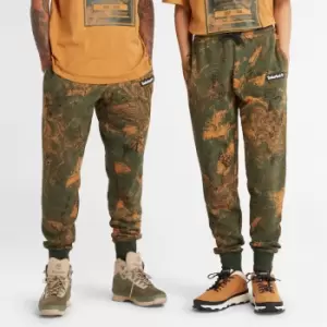 Image of Timberland All Gender Tracksuit Bottoms In Green/orange Print Brown Product gender genderless, Size L