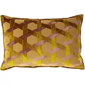 image of Paoletti Delano Cushion Cover (One Size) (Ochre Yellow/Blush Pink)