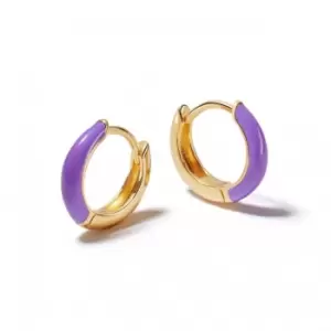 image of Purple Huggie Hoop 18ct Gold Plated Earrings EE07_GP