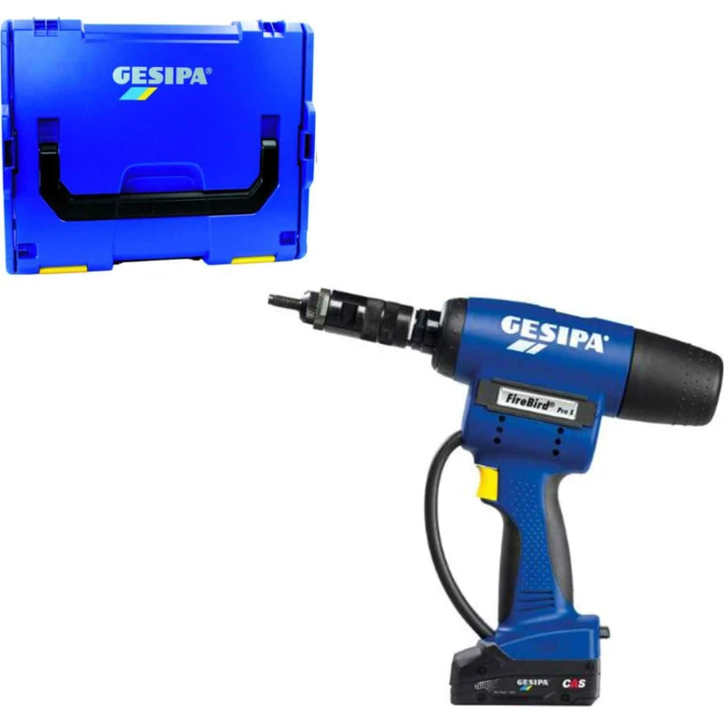 Image of Gesipa Firebird Pro S Gold Edition 18v Cordless Brushless Rivet Nut Tool 1 x 2ah Li-ion Charger Case 1679678