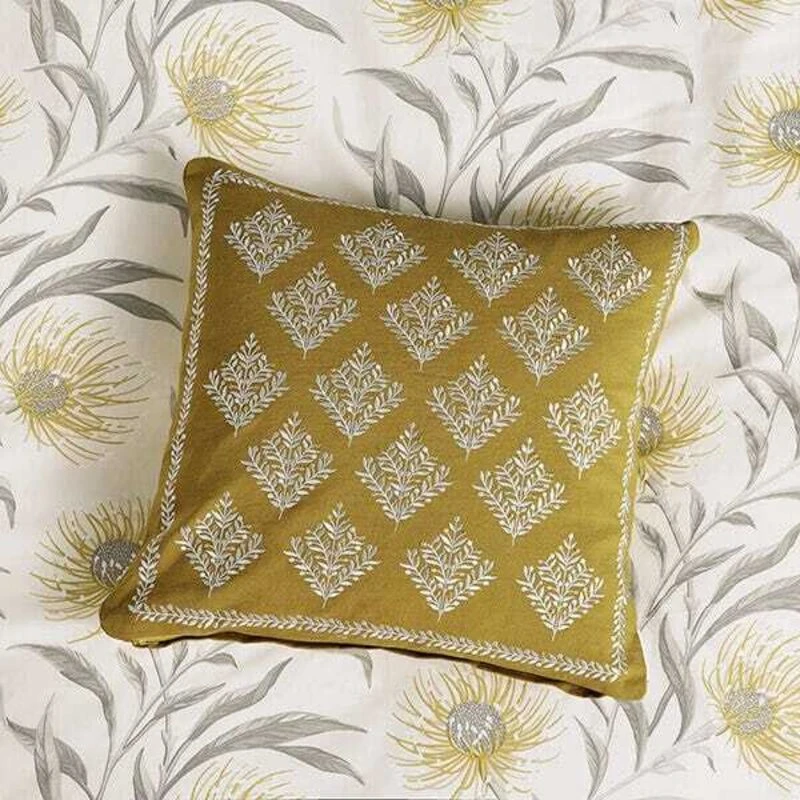 Image of Sanderson 'Catherinae' Cotton/Linen Cushion Mustard