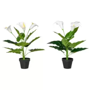 Image of Homcom Artificial Set Of 2 Calla Lily Flower Faux Plant For Indoor