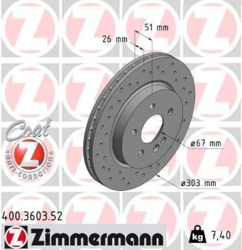 Image of ZIMMERMANN Brake disc ZIMMERMANN 400.3603.52