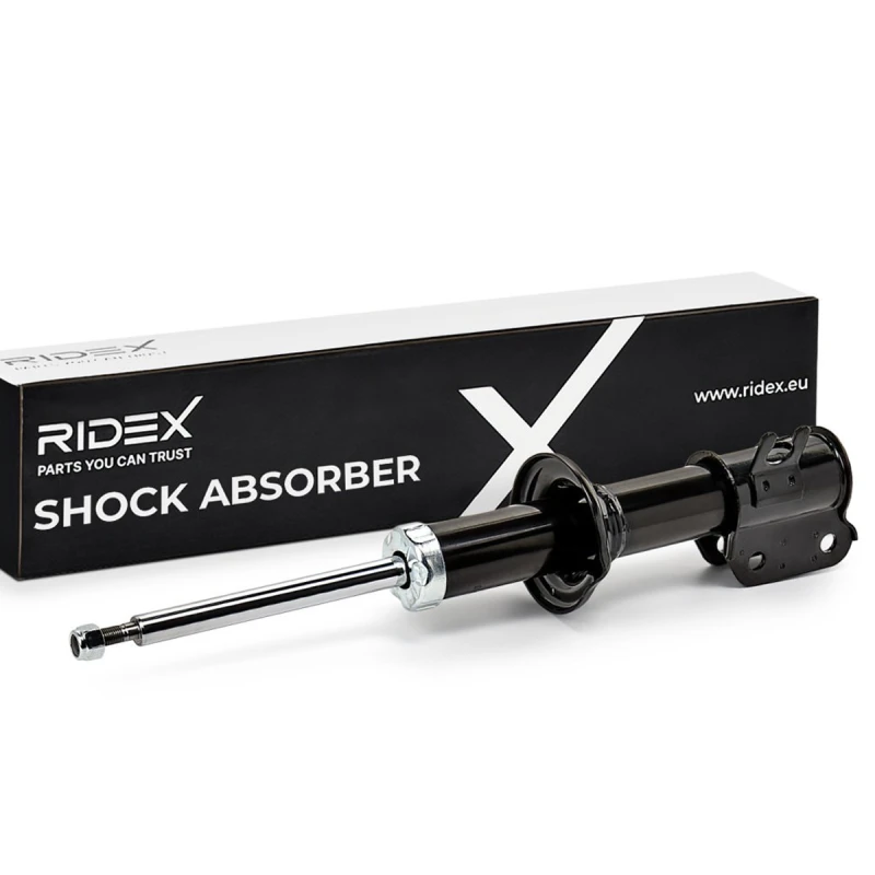Image of RIDEX 854S0380 Shock absorber Front Axle Right, Gas Pressure, Twin-Tube, Suspension Strut, Bottom Clamp Shock Absorber (854)
