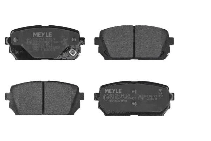Image of MEYLE 025 244 9116/W Brake pad set Rear Axle, with acoustic wear warning, Original Quality, with anti-squeak plate Brake Pad Set,disc brake (402)