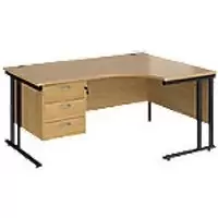 image of Dams International Right Hand Ergonomic Desk MC16ERP3KO 1,600 x 1,200 x 725 x 800 - 990 mm