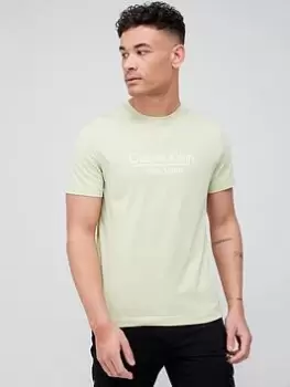 image of Calvin Klein New York Logo T-Shirt - Light Green, Light Green, Size 2XL, Men