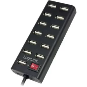 LogiLink UA0126 13 ports USB 2.0 hub Black