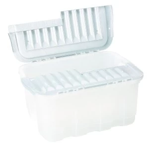 Image of Wickes Grey Storage Crate with Inter-locking Lid - 49L