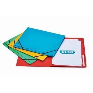 Image of Original Elba Boston Foolscap Part File Pressboard Elasticated 5 Part Blue Pack of 5