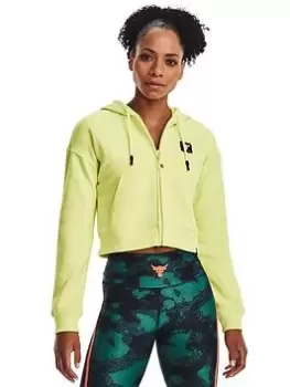 Image of Under Armour Project Rock Hw Terry Full Zip, Yellow, Size 2XL, Women