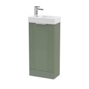 Nuie Deco Compact 400mm Floor Standing Cabinet & Basin - Satin Green