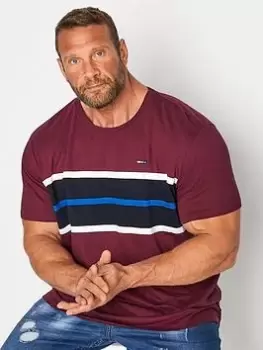 Image of BadRhino Chest Cut & Sew Stripe T-Shirt - Red, Size 2XL, Men