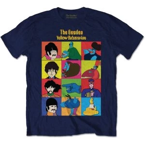 Image of The Beatles - Yellow Submarine Characters Mens Large T-Shirt - Navy Blue