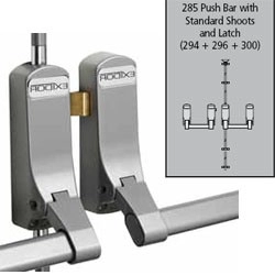 Exidor 285SD Push Bar for Rebated Double Doors to suit Steel Doors