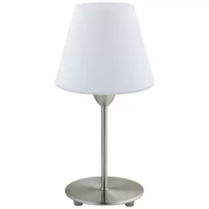 Image of Netlighting Damasco Table Lamp with Round Tapered Shade Satin Nickel